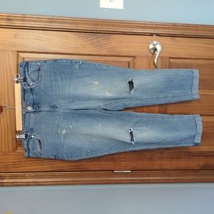Ruff Hewn Women's Distressed Easy Slim Taylor Blue Jeans Sz 16W